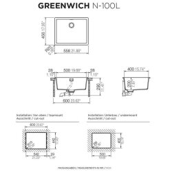 Schock Unterbauspüle Cristadur Greenwich N-100 L U Magma MAG Exzenterbedienung