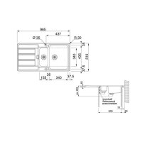 Franke Einbauspüle Hydros HDX 254 Edelstahl glatt, Druckknopfventil