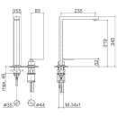 Dornbracht Zweilochbatterie Lot (34,5 cm) | mit Einzelrosette | Platin Matt | Hochdruck