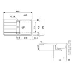 Franke Einbauspüle Hydros HDX 284 Edelstahl glatt, Druckknopfventil