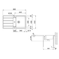 Franke Einbauspüle Hydros HDX 284 Edelstahl glatt, Druckknopfventil