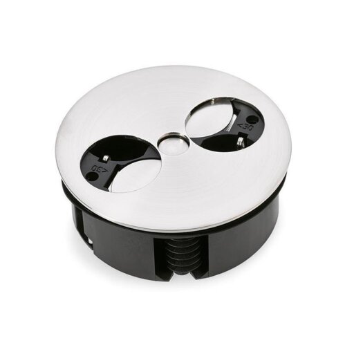 Bachmann Twist 2-fach Einbau-Steckdose, edelstahlfarbig