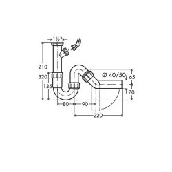 Siphon / Geruchverschluss1 1/2" x 50 mm, mit 45°...