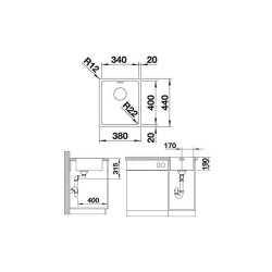 BLANCO Einbauspüle ANDANO 340-IF Edelstahl Seidenglanz | InFino Ablauf | 522953