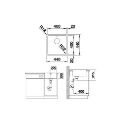 BLANCO Einbauspüle ANDANO 400-IF Edelstahl Seidenglanz | InFino Ablauf | 522957