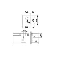 BLANCO Unterbauspüle ANDANO 340-U Edelstahl Seidenglanz | InFino Ablauf | 522955