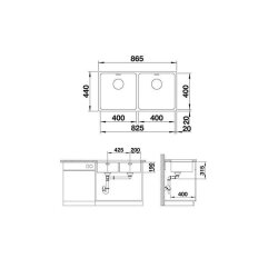 BLANCO Unterbauspüle ANDANO 400/400-U Edelstahl Seidenglanz | InFino Ablauf | 522987