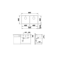 BLANCO Unterbauspüle ANDANO 400/400-U Edelstahl Seidenglanz | InFino Ablauf | 522987