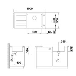 BLANCO Einbauspüle ANDANO XL 6 S-IF Edelstahl Seidenglanz | InFino Ablauf | Becken links