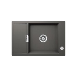 Schock Unterbauspüle Cristadur Mono D-100 XS U mit Holzschneidbrett | Silverstone SIL | Exzenterbedienung