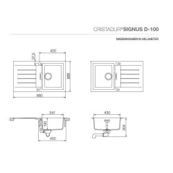 Schock Einbauspüle Cristadur Signus D-100 A Silverstone SIL Exzenterbedienung