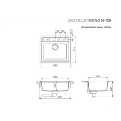 Schock Unterbaubecken Cristadur Mono N-100 U Puro PUR Exzenterbedienung