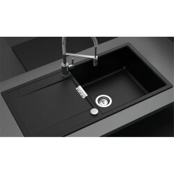 Schock Einbauspüle Cristadur Mono D-100 L FB flächenbündig einbaubar Silverstone SIL