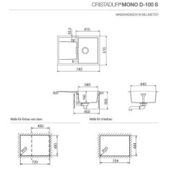 Schock Einbauspüle Cristadur Mono D-100 S A Puro PUR Exzenterbedienung