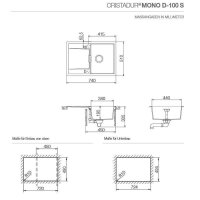 Schock Einbauspüle Cristadur Mono D-100 S A Puro PUR Exzenterbedienung