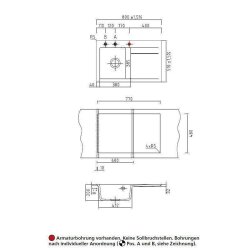 Systemceram Einbauspüle KeraDomo STEMA 80 Becken links Excenterbedienung Polar