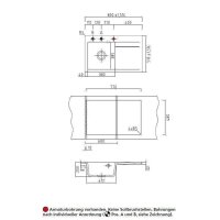 Systemceram Einbauspüle KeraDomo STEMA 80 Becken links Excenterbedienung Polar