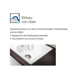 Systemceram Einbauspüle KeraDomo STEMA 80 Becken rechts Handbedienung Fango