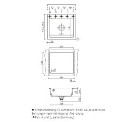 Systemceram Einbauspüle KeraDomo MERA 57 Handbedienung Fango
