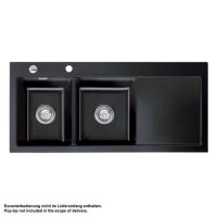 Systemceram Einbauspüle KeraDomo MERA DOUBLE Becken links Handbedienung Nero