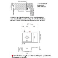 Systemceram Einbauspüle KeraDomo MERA 70 F Becken links flächenbündig Handbedienung Fango