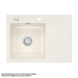 Systemceram Einbauspüle KeraDomo MERA 70 F Becken links flächenbündig Handbedienung Magnolie