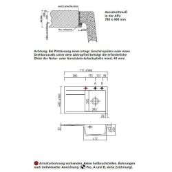 Systemceram Einbauspüle KeraDomo STEMA 80 F flächenbündig Becken rechts Handbedienung Lava
