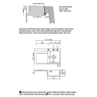 Systemceram Einbauspüle KeraDomo STEMA 80 F flächenbündig Becken rechts Handbedienung Lava
