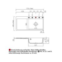 Systemceram Einbauspüle KeraDomo MERA 100 SL F Becken rechts flächenbündig Excenterbedienung Magnolie