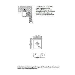 Systemceram Unterbauspüle KeraDomo MERA 32 U/g Handbedienung Fango (mit geschliffener Oberseite)