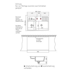 Systemceram Spülmodul KeraDomo CENTRA 90 (für 60 cm Arbeitsplattentiefe) Nigra