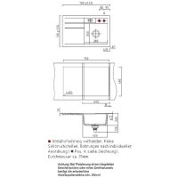 Systemceram Einbauspüle KeraDomo BELA 78 F flächenbündig einbaubar Becken links Handbedienung Alu