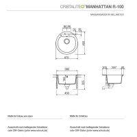 Schock Einbauspüle Cristalite Manhattan R-100 A Nero GNE Handbedienung
