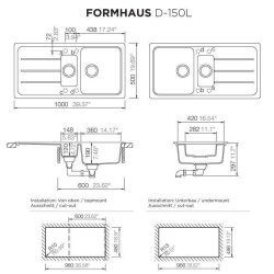 Schock Einbauspüle Cristalite Formhaus D-150 L A Onyx GON Exzenterbedienung