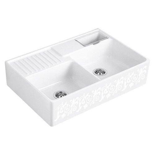 Villeroy & Boch Spülmodul Spülstein Doppelbecken Handbedienung Trendline KT White Pearl mit Farbe R1