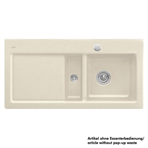 Villeroy & Boch Einbauspüle flächenbündig Subway 60 Flat Becken rechts mit Handbetätigung Classicline FU Ivory