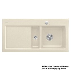 Villeroy & Boch Einbauspüle flächenbündig Subway 60 Flat Becken rechts mit Handbetätigung Classicline FU Ivory