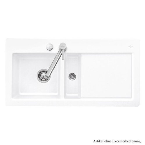 Villeroy & Boch Einbauspüle flächenbündig Subway 60 Flat Becken links mit Handbetätigung Classicline R1 Weiß alpin (glänzend)