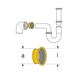 Naber Gewindenippel für Abflussrohr, 1 ½" x 32 mm