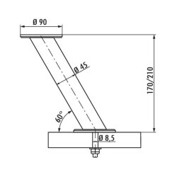 Capitello 2, Barkonsole / Konsole, schräg, Edelstahl, H 210 mm
