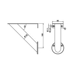 Capitello 4, Konsole, Edelstahl, H 180 mm, Rohr-Ø 45 mm