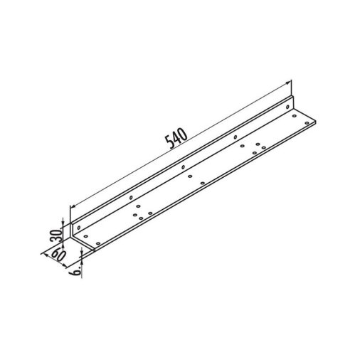Naber Befestigungswinkel für Anbautisch, alufarbig RAL 9006, L 540 mm
