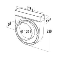 Naber COMPAIR System Ø 125 flach T-UR-EX 125 Umlenkstück 90°, exzentrisch, weiß