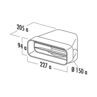 Naber COMPAIR System Ø 150 F-UR 150 Umlenkstück 90° weiß