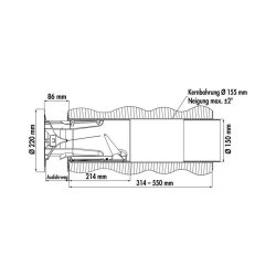 Naber COMPAIR System Ø 150 flow Star GTS 150 F Mauerkasten, innen Rechteckrohr-Anschluss