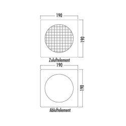 Naber COMPAIR System Ø 150 E-Klima A/Z 150 Ab- und Zuluft-Mauerkasten