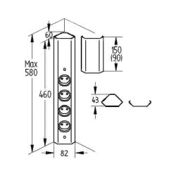 Thebo Mira Eck small 4-fach, Ecksteckdosenelement, Edelstahl