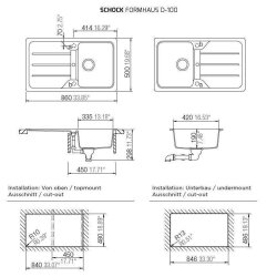 Schock Einbauspüle Cristalite Formhaus D-100 A GAS Asphalt Handbedienung