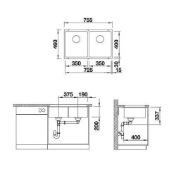 BLANCO Unterbaubecken SUBLINE 350/350-U Silgranit, InFino