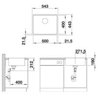 BLANCO Einbauspüle SUBLINE 500-IF SteelFrame Silgranit, ohne Ablauffernbedienung